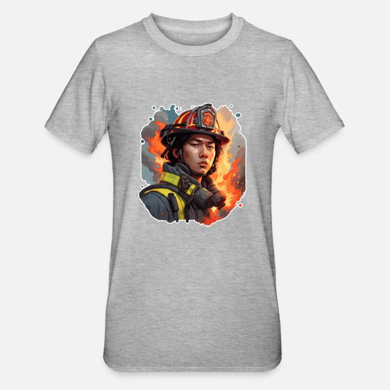 Firefighter / Fire / Fire / Extinguish / Hero - Unisex Polycotton T-Shirt - heather grey