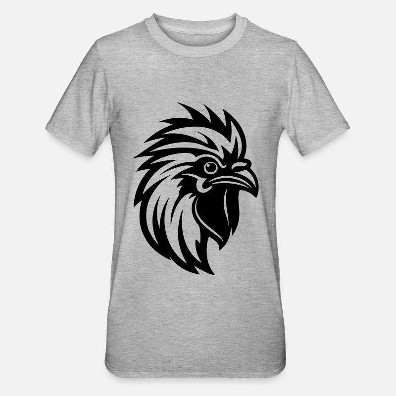 Hahn Kopf - Unisex Polycotton T-Shirt - Grau meliert