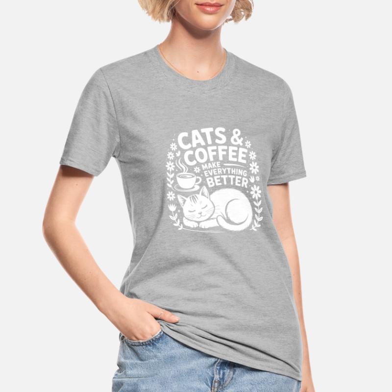 Cat and coffee is all I need Unisex Polycotton T-Shirt
