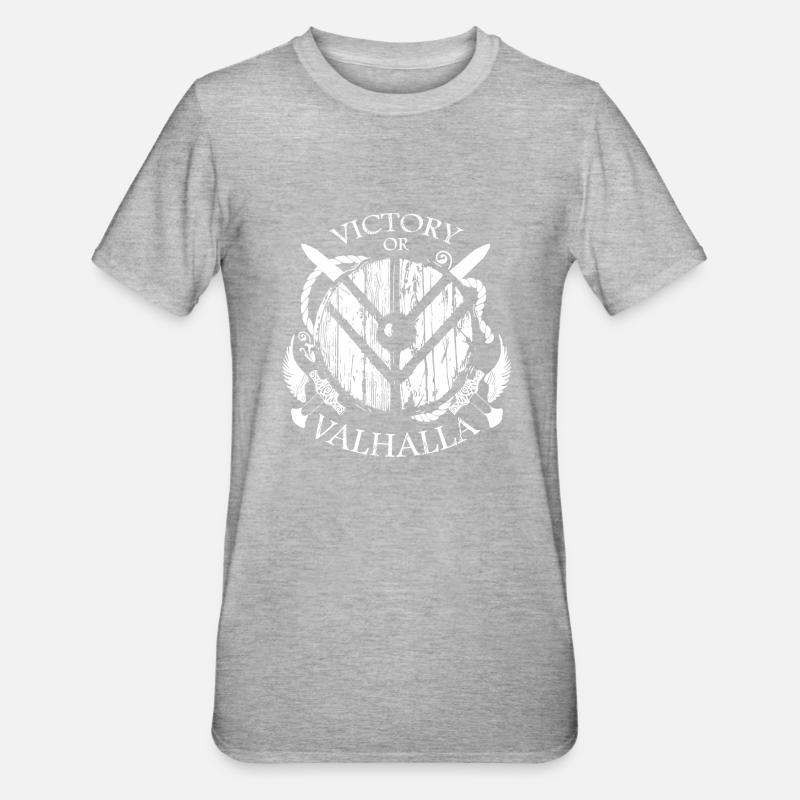 Wikinger oder Valhalla - Unisex Polycotton T-Shirt - Grau meliert