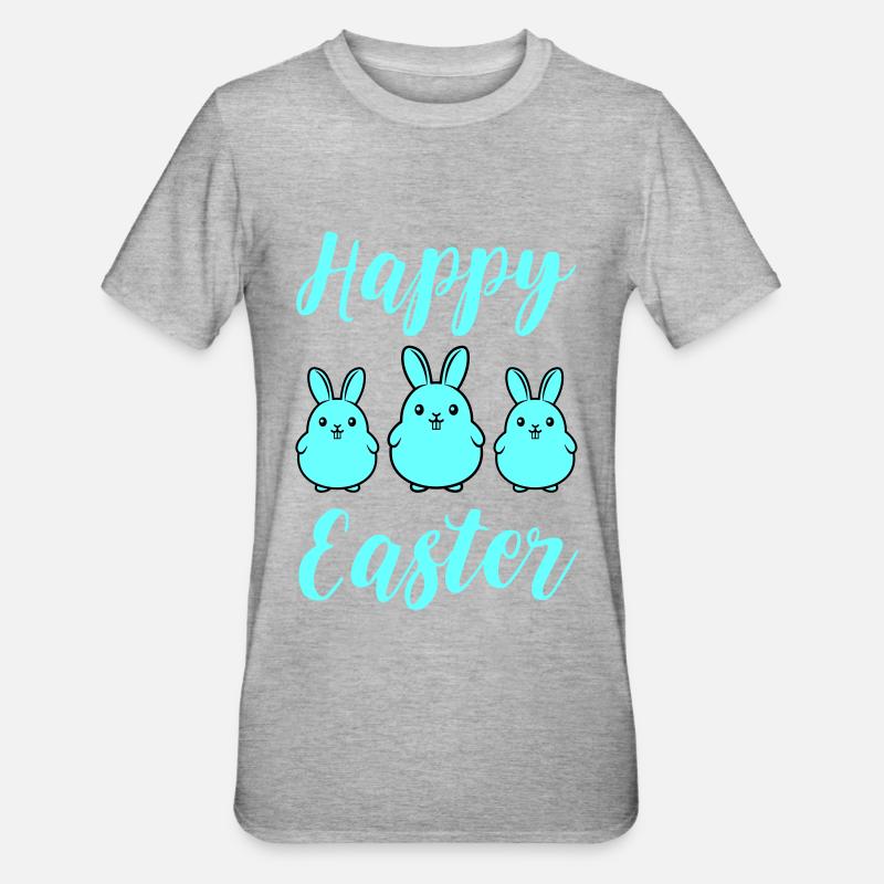 Frohe Ostern Hasen - Unisex Polycotton T-Shirt - Grau meliert