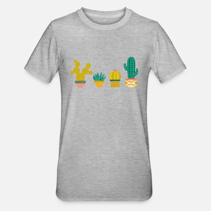 Cool Cactus Illustration Design - Unisex Polycotton T-Shirt - heather grey
