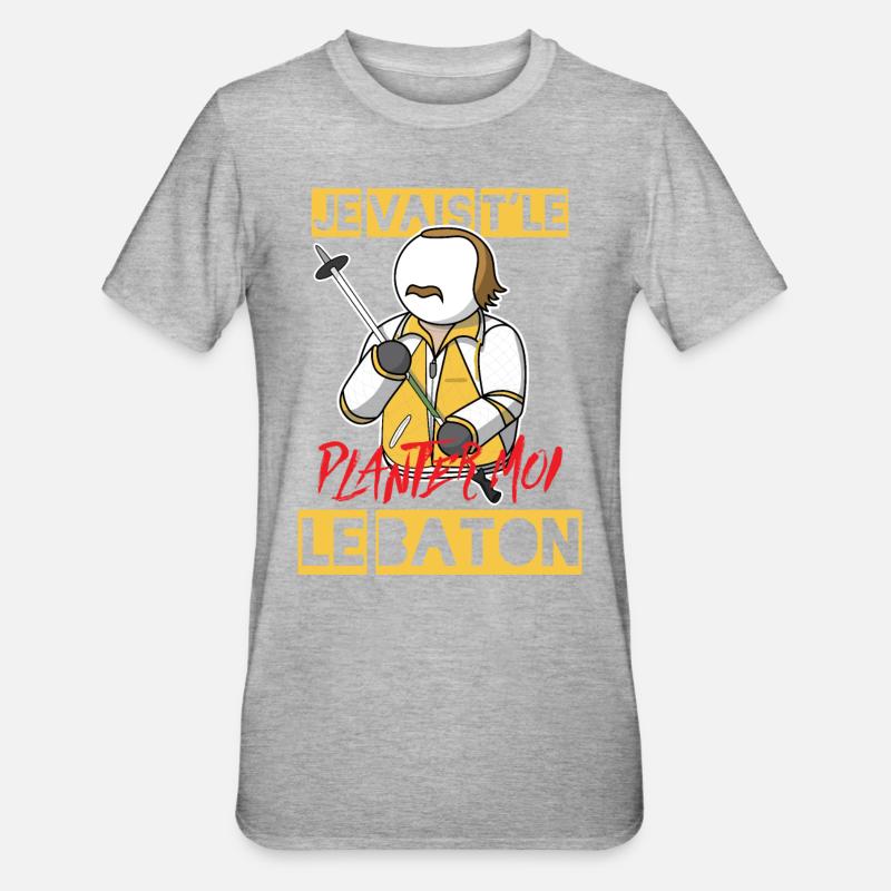 JC Duss : Je Vais T'Le Planter Moi Le Bâton ! (V1) - T-shirt polycoton Unisexe - gris chiné
