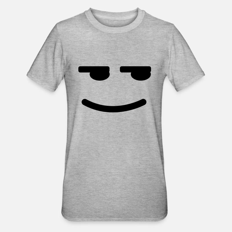 Satisfait Smiley - T-shirt polycoton Unisexe - gris chiné