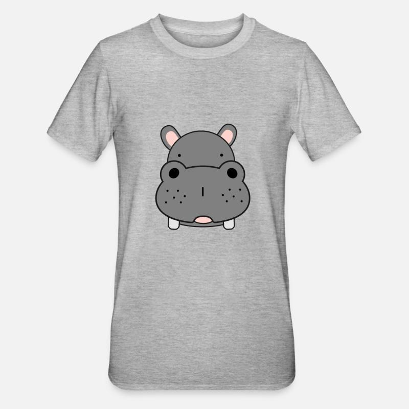 Nilpferd - Unisex Polycotton T-Shirt - Grau meliert