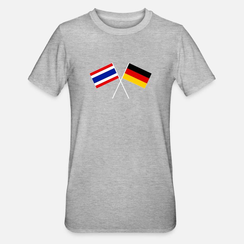 Drapeau de l'amitié germano-thaïlandaise - T-shirt polycoton Unisexe - gris chiné