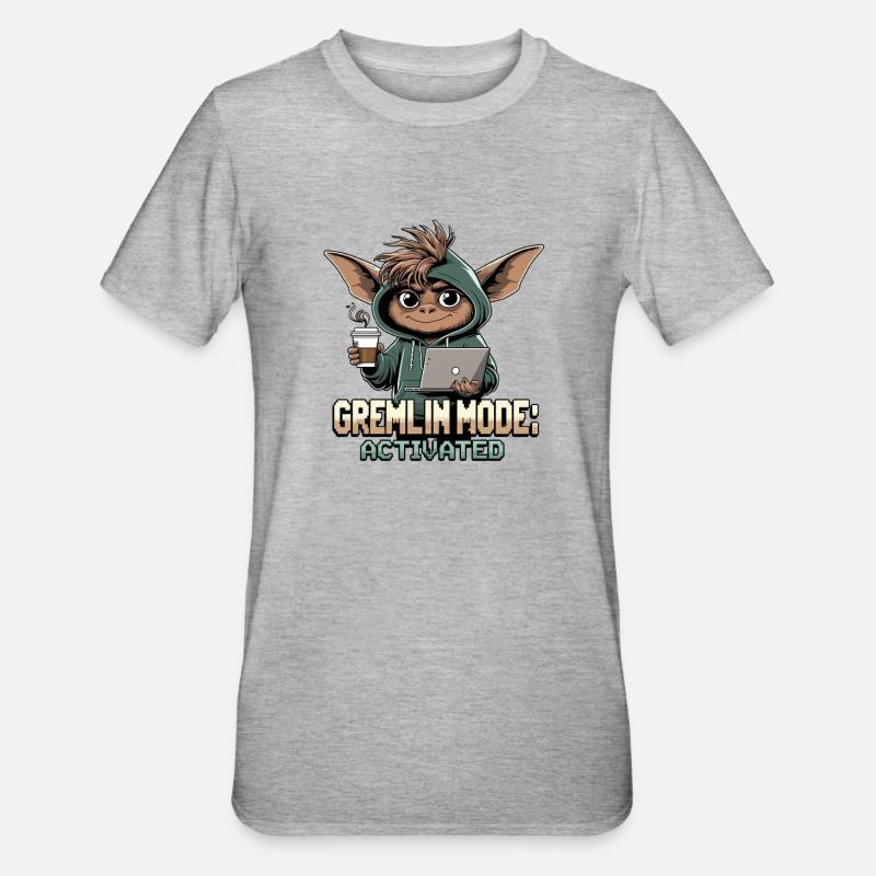 Mode Gremlin activé - Thème Gremlin amusant - T-shirt polycoton Unisexe - gris chiné