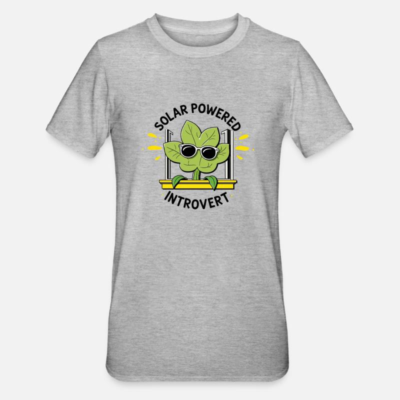 Solar Powered Introvert – Plant Joke - Unisex Polycotton T-Shirt - heather grey