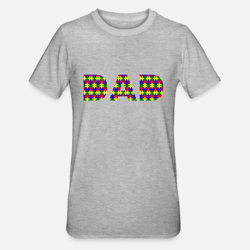 DAD autism letter puzzle pattern - Unisex Polycotton T-Shirt - heather grey