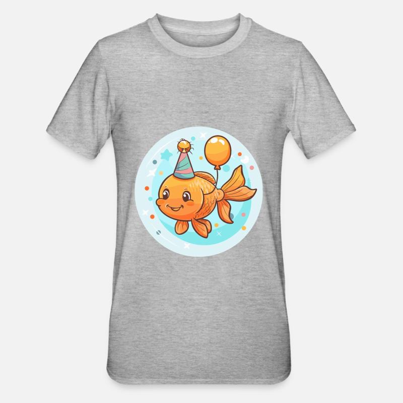 Poisson rouge anniversaire bébé - T-shirt polycoton Unisexe - gris chiné