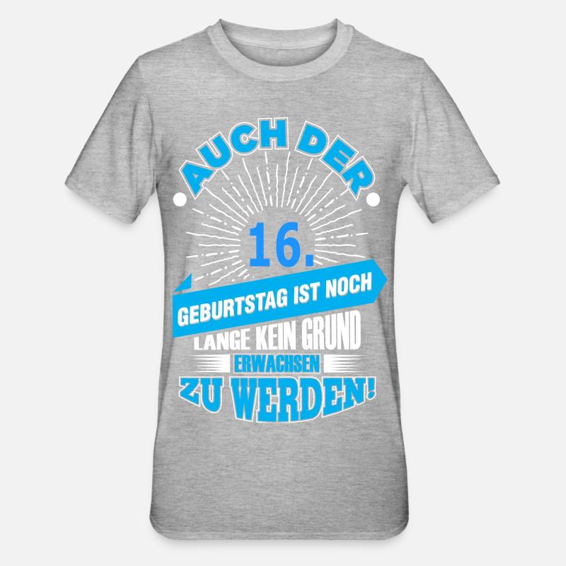 16. - Unisex Polycotton T-Shirt - Grau meliert