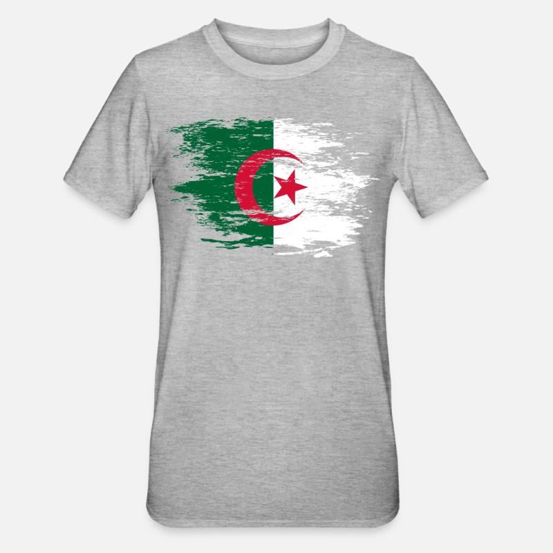 Drapeau de l’Algérie utilisé - T-shirt polycoton Unisexe - gris chiné