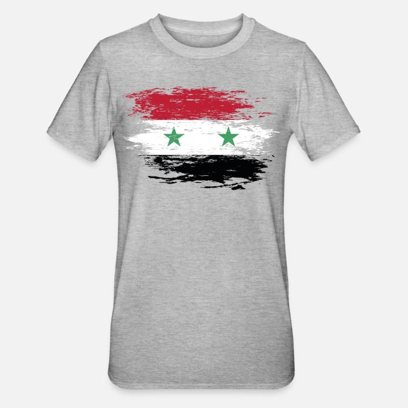 Drapeau syrien utilisé - T-shirt polycoton Unisexe - gris chiné