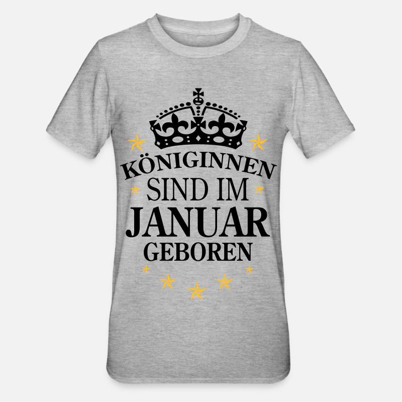 Königinnen Januar - Unisex Polycotton T-Shirt - Grau meliert