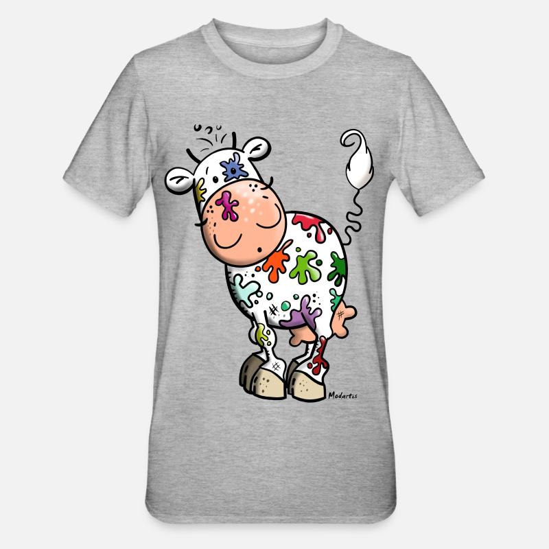 Farbklecks Kuh - Unisex Polycotton T-Shirt - Grau meliert
