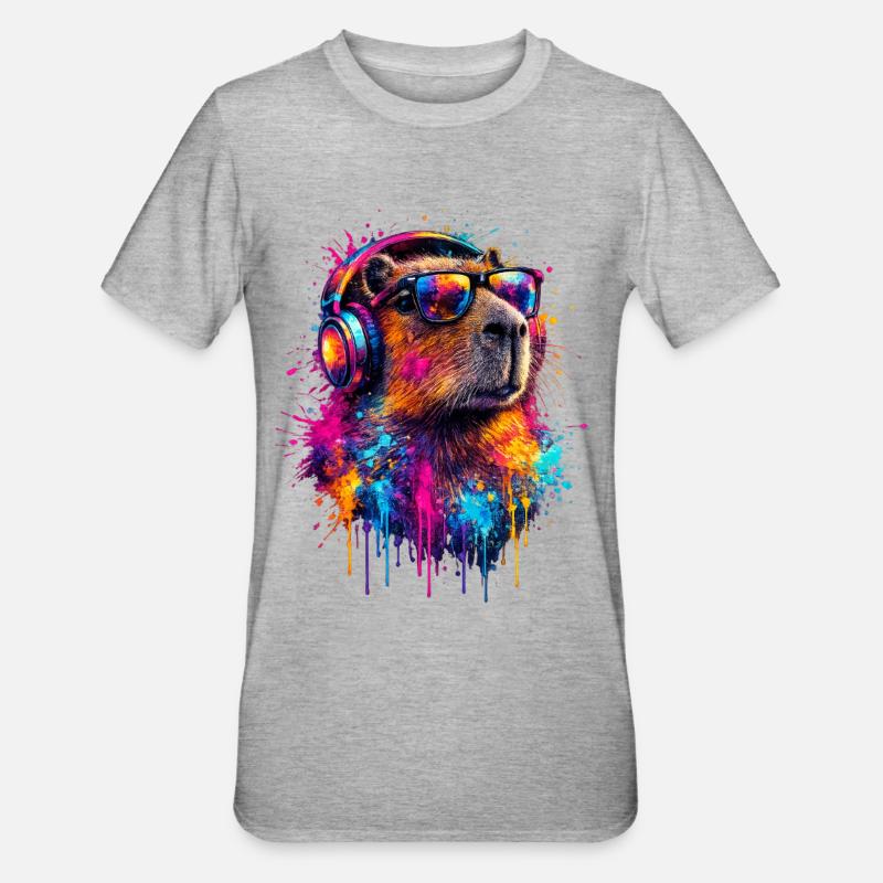 Capybara - Unisex Polycotton T-Shirt - Grau meliert