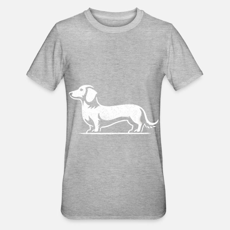 Teckel Teckel Silhouette Chien - T-shirt polycoton Unisexe - gris chiné
