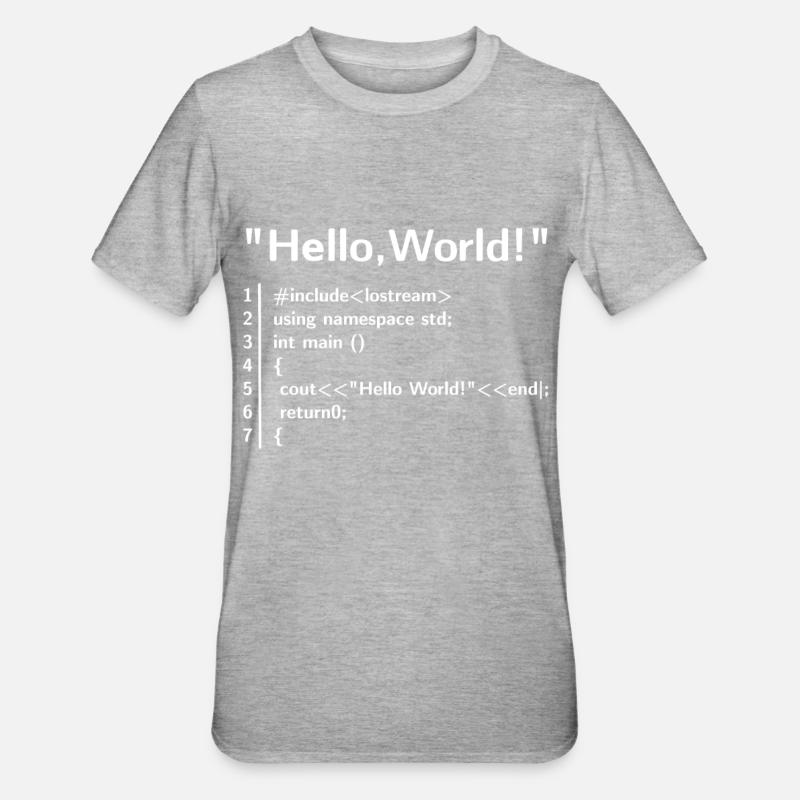 Hello Welt Programm - Programmierer T-Shirt - Unisex Polycotton T-Shirt - Grau meliert