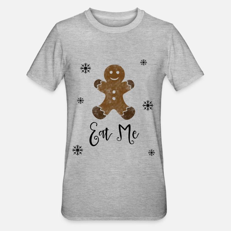 Lebkuchenmann Weihnachtsplätzchen - Unisex Polycotton T-Shirt - Grau meliert