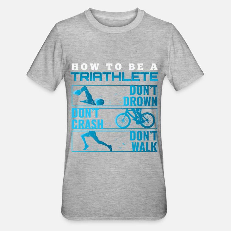Triathlon Tshirt Geschenk Evolution Männer - Unisex Polycotton T-Shirt - Grau meliert