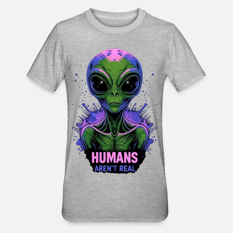 Außerirdischer 👽 - Unisex Polycotton T-Shirt - Grau meliert