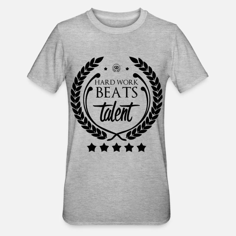 HARTE ARBEIT BEATS TALENT - Unisex Polycotton T-Shirt - Grau meliert