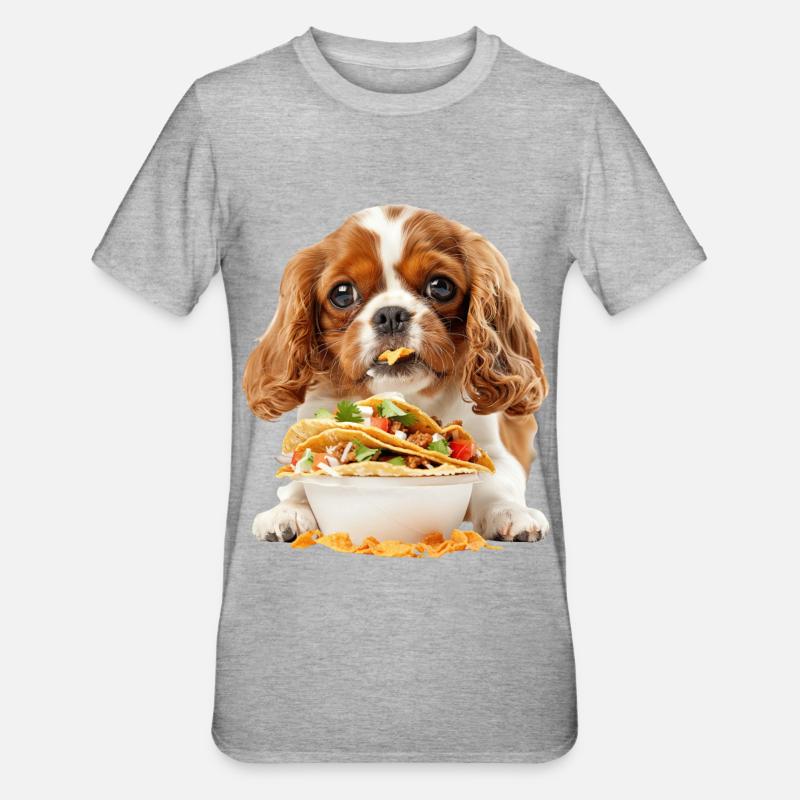 Cavalier King Spaniel - T-shirt polycoton Unisexe - gris chiné