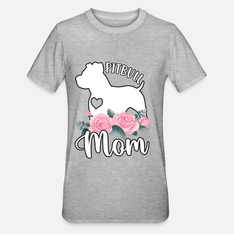 Maman Pitbull - T-shirt polycoton Unisexe - gris chiné