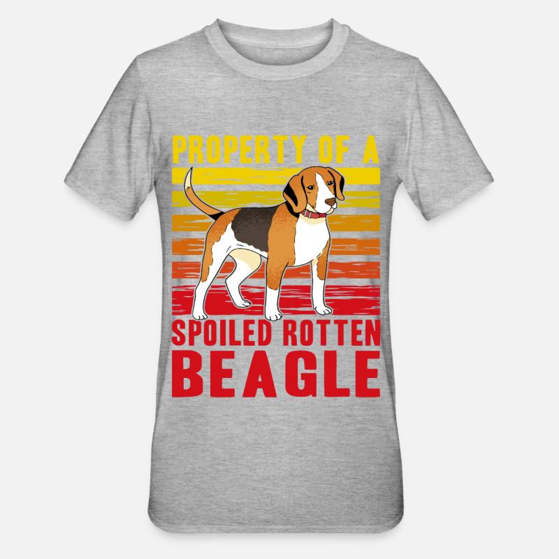 Propriété d’un Beagle pourri gâté - T-shirt polycoton Unisexe - gris chiné