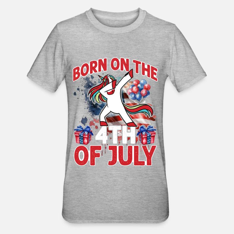 Né le 4 juillet - T-shirt polycoton Unisexe - gris chiné