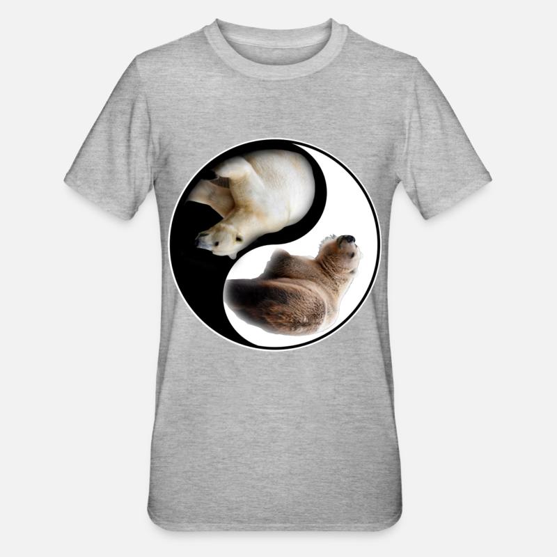 Ours Yin Yang - T-shirt polycoton Unisexe - gris chiné