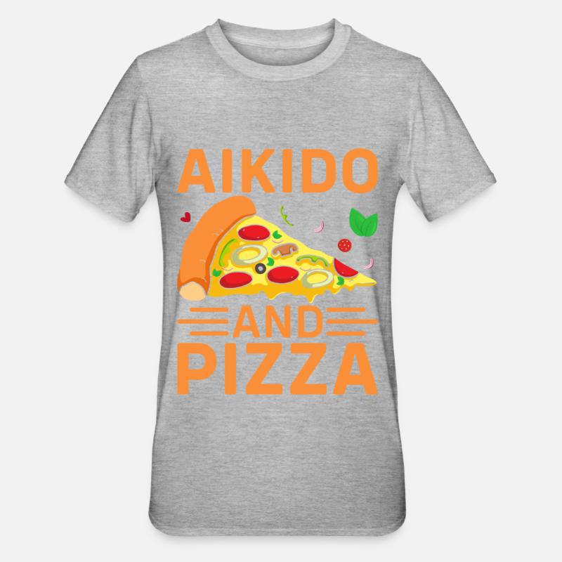 Aïkido et pizza - T-shirt polycoton Unisexe - gris chiné