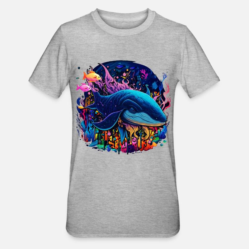 Baleine bleue - T-shirt polycoton Unisexe - gris chiné