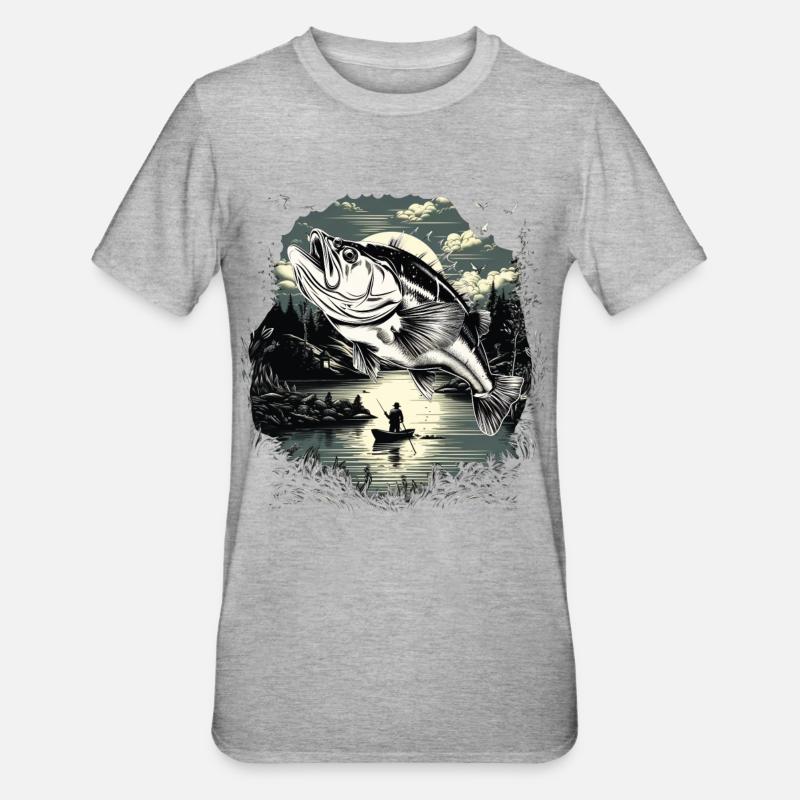 Poisson bar - T-shirt polycoton Unisexe - gris chiné