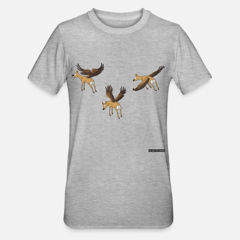 fliegende Hirsche - Unisex Polycotton T-Shirt - Grau meliert