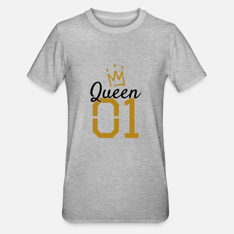 Queen 01 Krone - Unisex Polycotton T-Shirt - Grau meliert