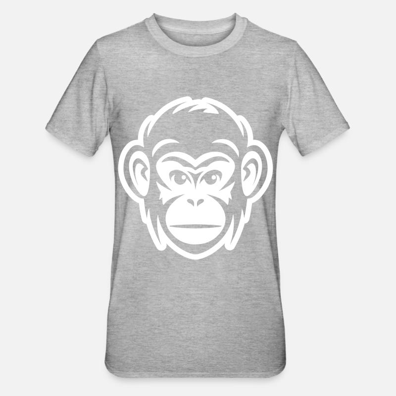 Affe Kopf - Unisex Polycotton T-Shirt - Grau meliert
