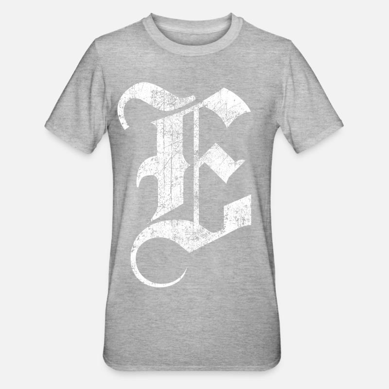 Tshirt alphabet initial E - T-shirt polycoton Unisexe - gris chiné