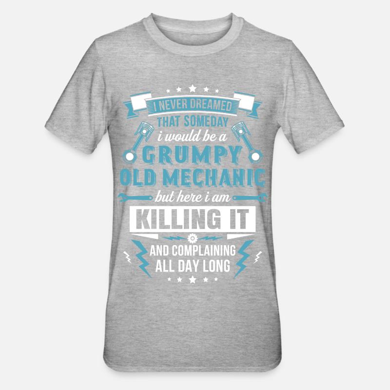 Grumpy Old Mechanic - Unisex Polycotton T-Shirt - heather grey