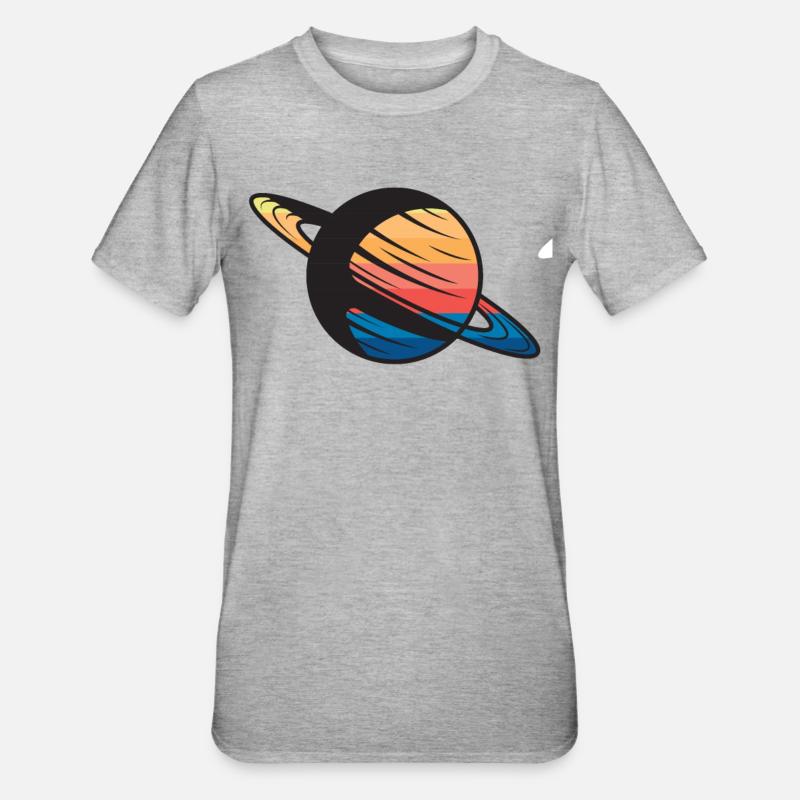 Planet Saturn Weltraum - Unisex Polycotton T-Shirt - Grau meliert