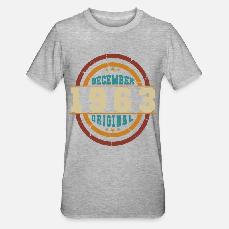Décembre 1963 Retro Gift - T-shirt polycoton Unisexe - gris chiné