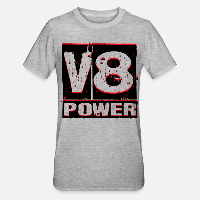 V8 - T-shirt polycoton Unisexe - gris chiné