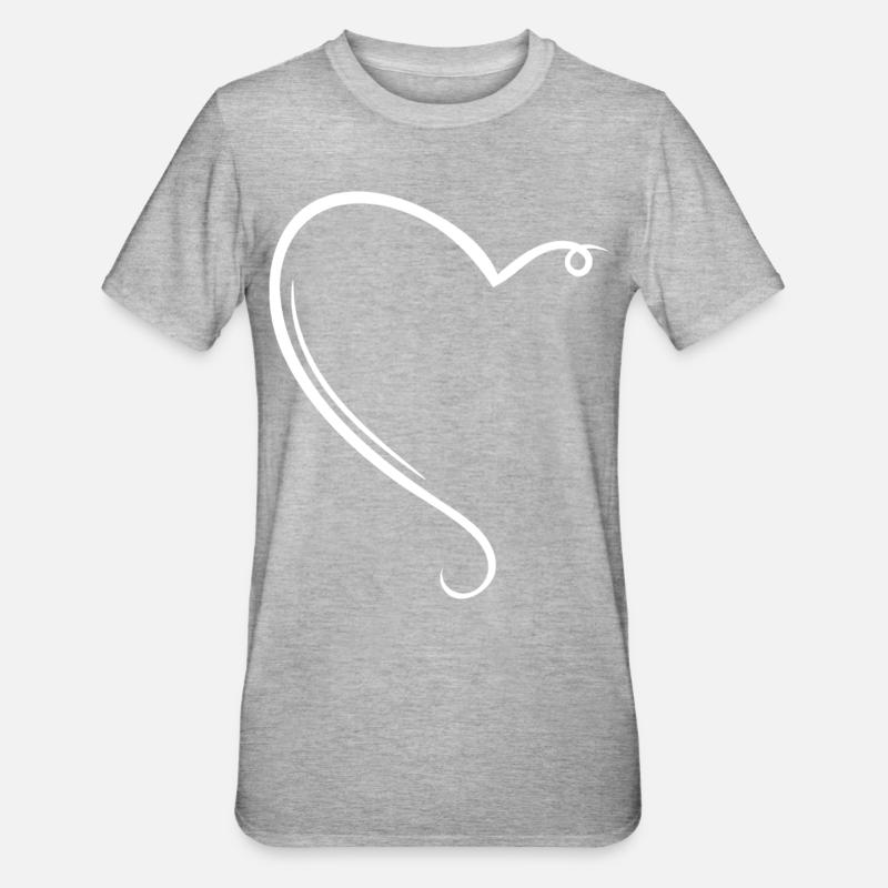 Half Heart White - Unisex Polycotton T-Shirt - heather grey