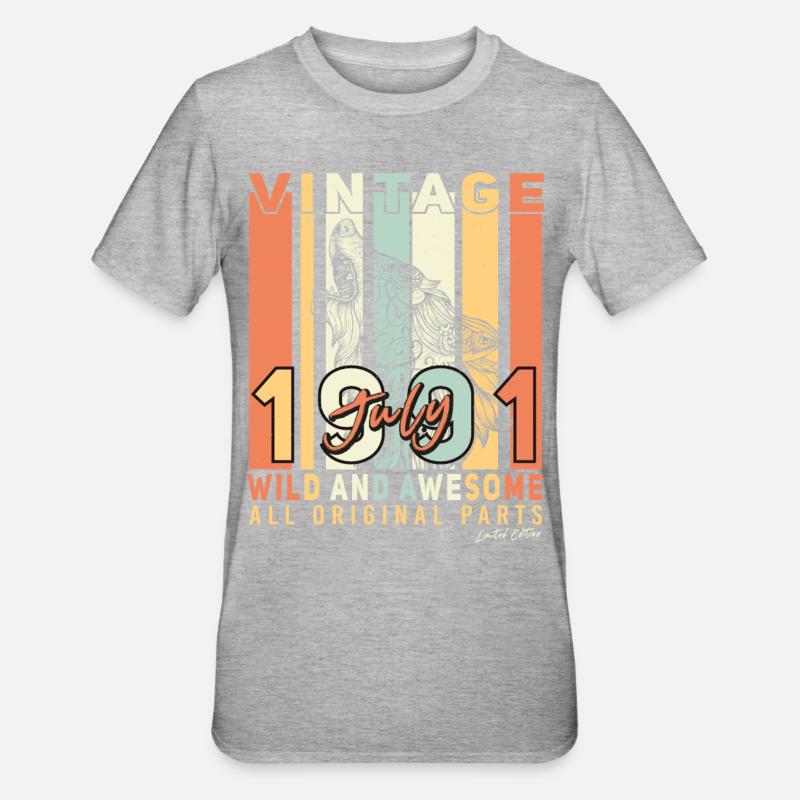 July 1991 Gift idea - Unisex Polycotton T-Shirt - heather grey