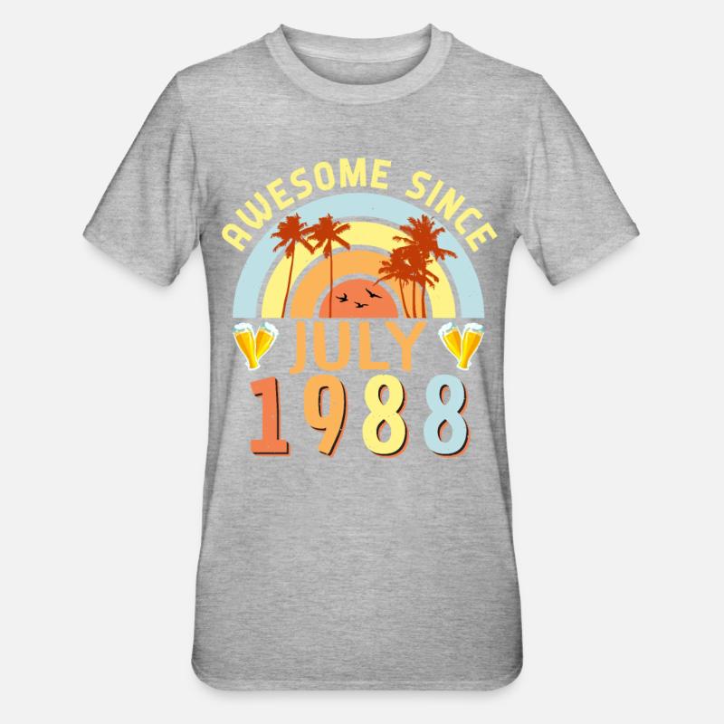 July 1988 Gift idea - Unisex Polycotton T-Shirt - heather grey