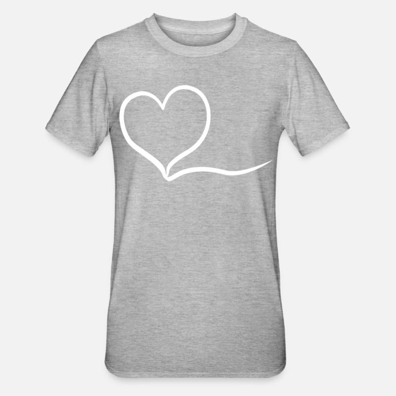 Noble White Heart - Unisex Polycotton T-Shirt - heather grey