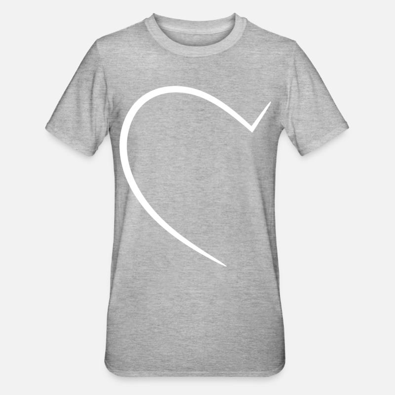 Half White Heart - Unisex Polycotton T-Shirt - heather grey