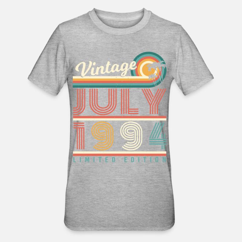 1994 Juli Geschenkidee - Unisex Polycotton T-Shirt - Grau meliert
