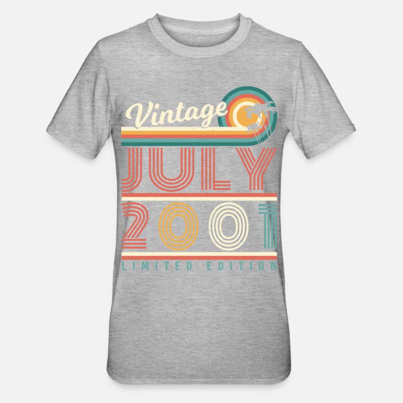 Bester Geburtsmonat Juli 2001 - Unisex Polycotton T-Shirt - Grau meliert