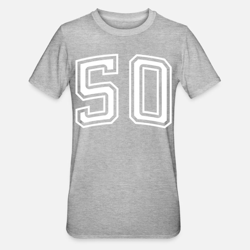 Numéro 50 Blanc - T-shirt polycoton Unisexe - gris chiné
